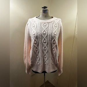 Design 365 New Pink Long Sleeve Cable Sweater Women’s Large